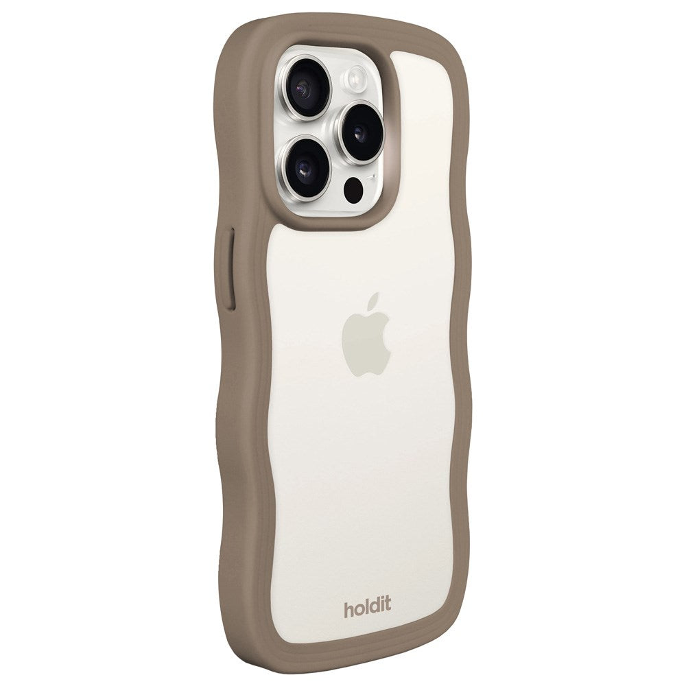 Holdit iPhone 14 Pro Wavy Deksel - Mocha Brown / Transparent