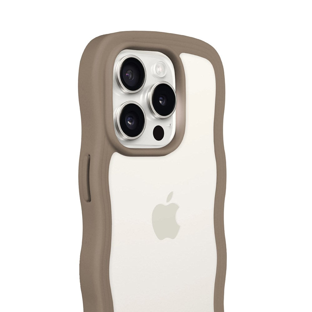 Holdit iPhone 14 Pro Wavy Deksel - Mocha Brown / Transparent