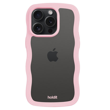 Holdit iPhone 14 Pro Wavy Deksel - Pink / Transparent