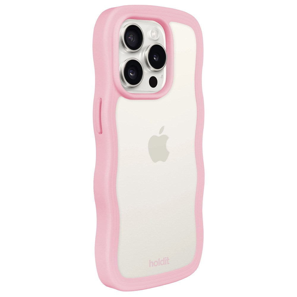 Holdit iPhone 14 Pro Max Wavy Deksel - Pink / Transparent