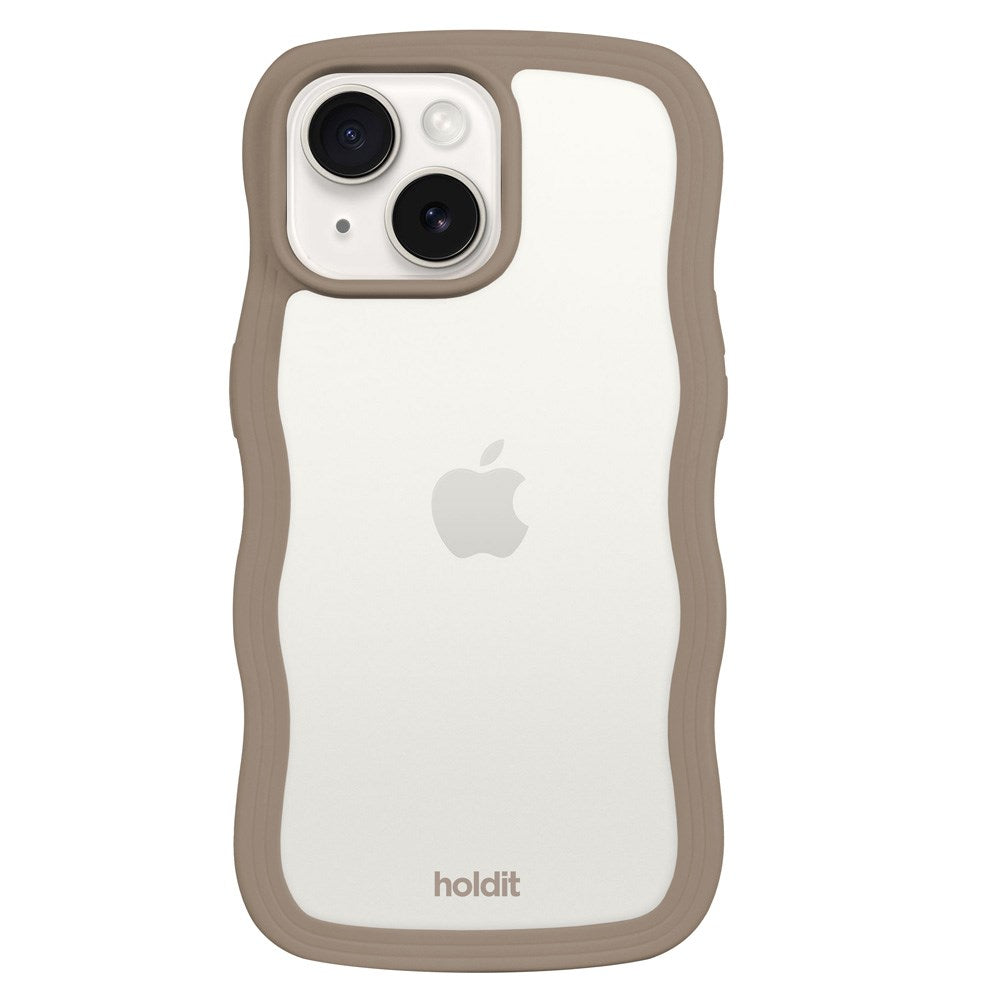 Holdit iPhone 15 Plus / 14 Plus Wavy Deksel - Mocha Brown / Transparent