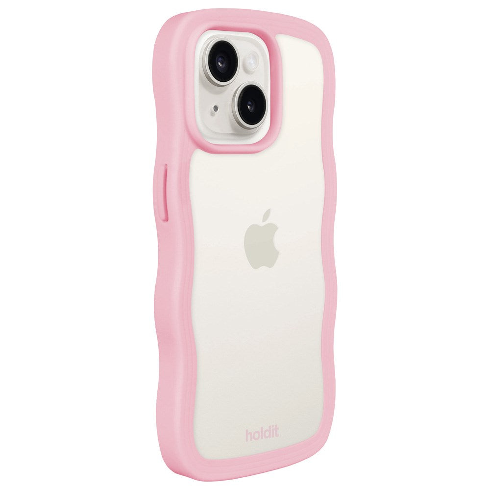 Holdit iPhone 15 Plus / 14 Plus Wavy Deksel - Pink / Transparent