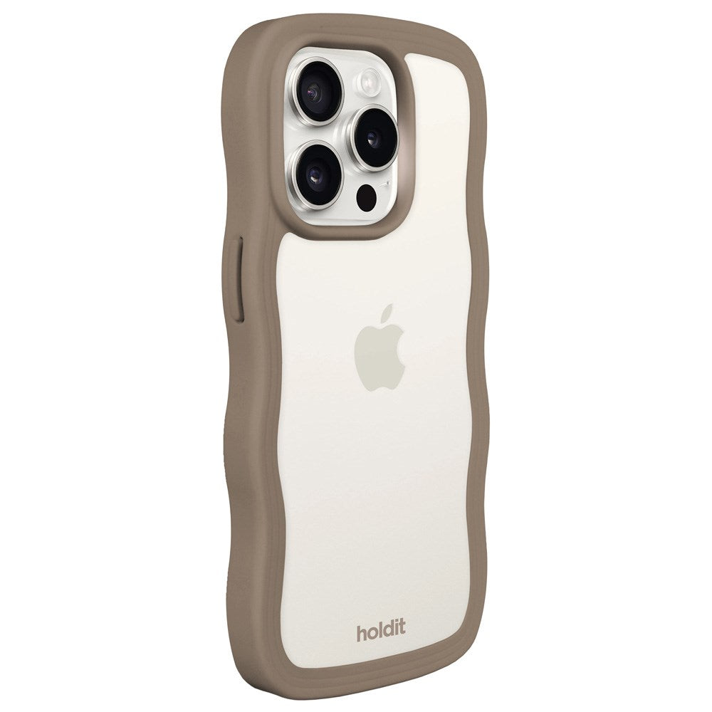 Holdit iPhone 15 Pro Max Wavy Deksel - Mocha Brown / Transparent