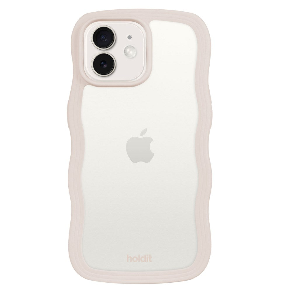 Holdit iPhone 12 / 12 Pro Wavy Deksel - Light Beige / Transparent