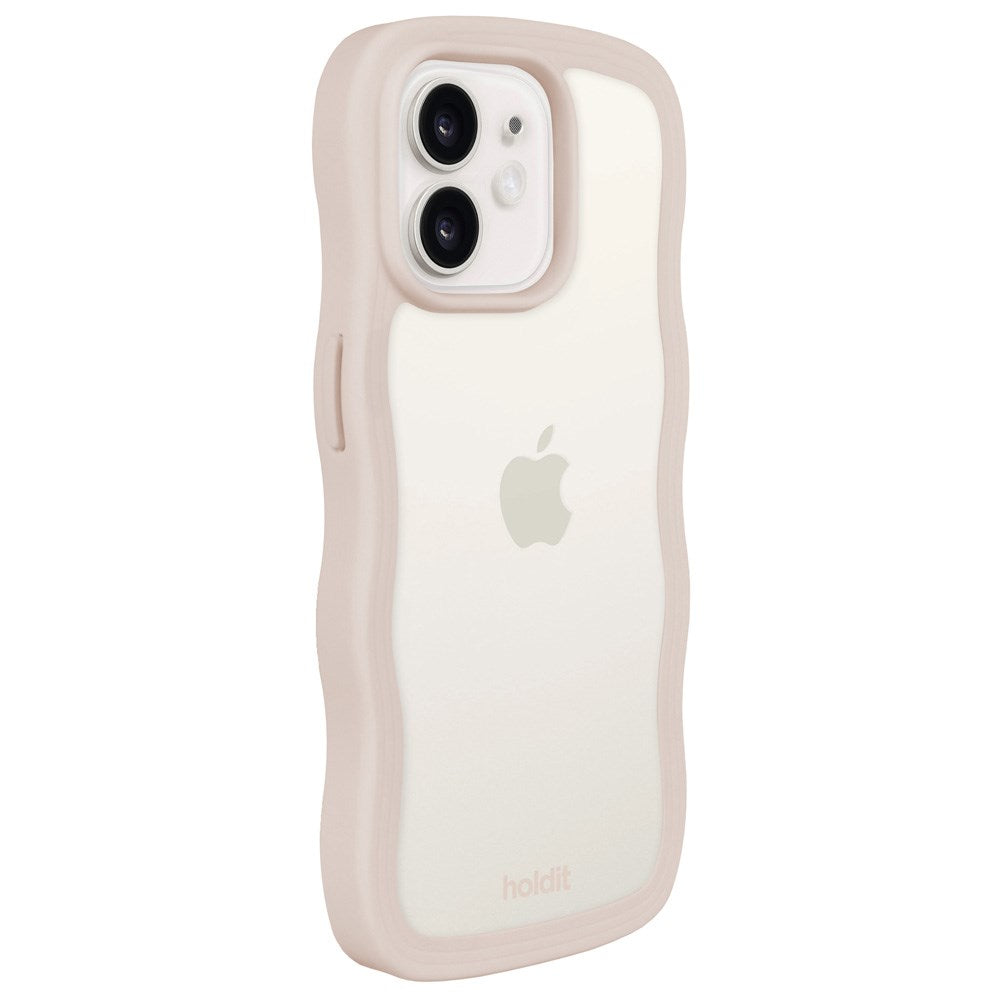 Holdit iPhone 12 / 12 Pro Wavy Deksel - Light Beige / Transparent