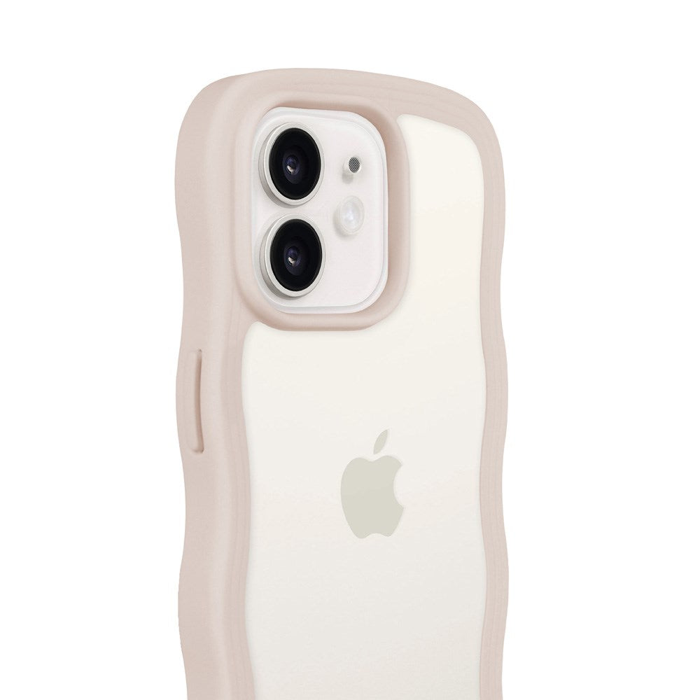 Holdit iPhone 12 / 12 Pro Wavy Deksel - Light Beige / Transparent