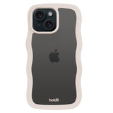 Holdit iPhone 15 / 14 / 13 Wavy Deksel - Light Beige / Transparent