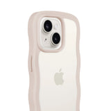 Holdit iPhone 15 / 14 / 13 Wavy Deksel - Light Beige / Transparent