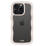 Holdit iPhone 14 Pro Wavy Deksel - Light Beige / Transparent