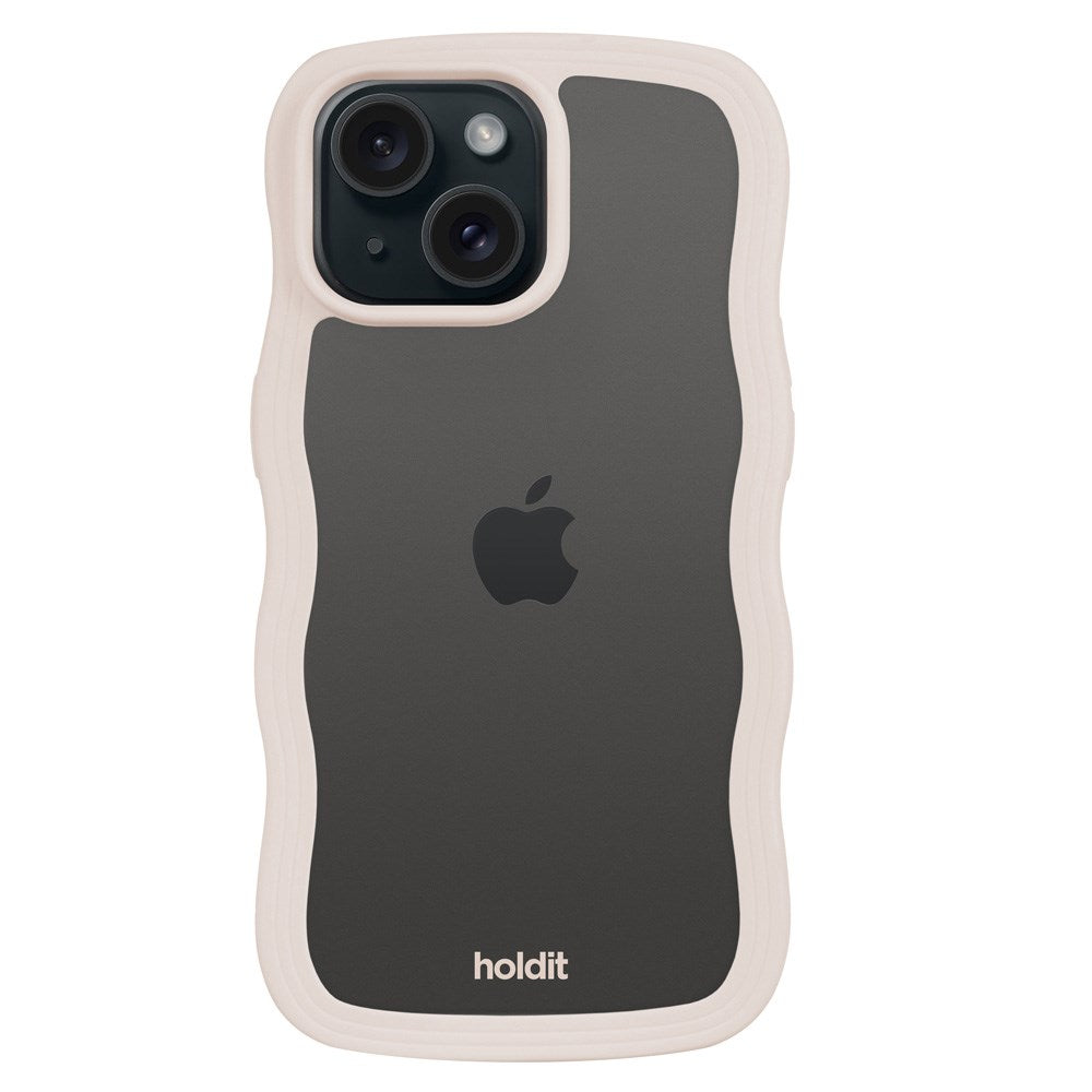 Holdit iPhone 15 Plus / 14 Plus Wavy Deksel - Light Beige / Transparent