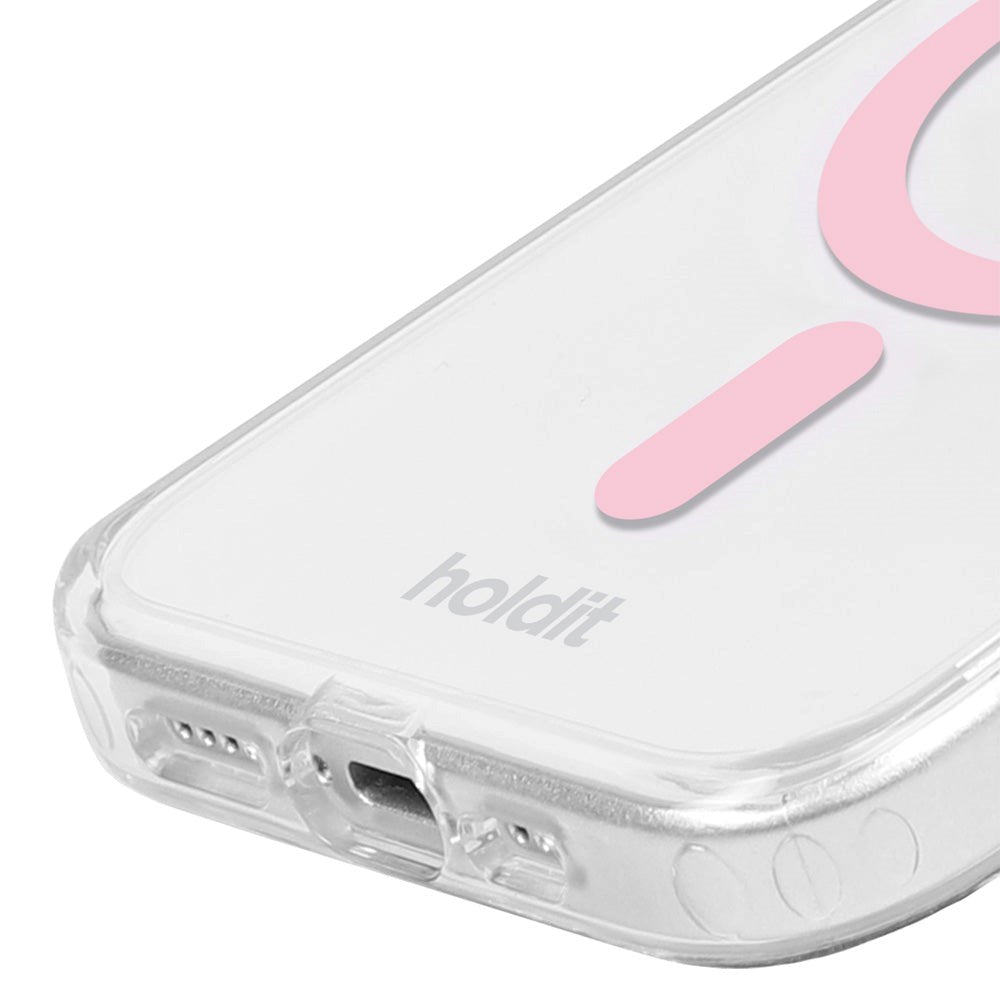 Holdit iPhone 15 / 14 / 13 MagSafe Deksel - Transparent / Pink