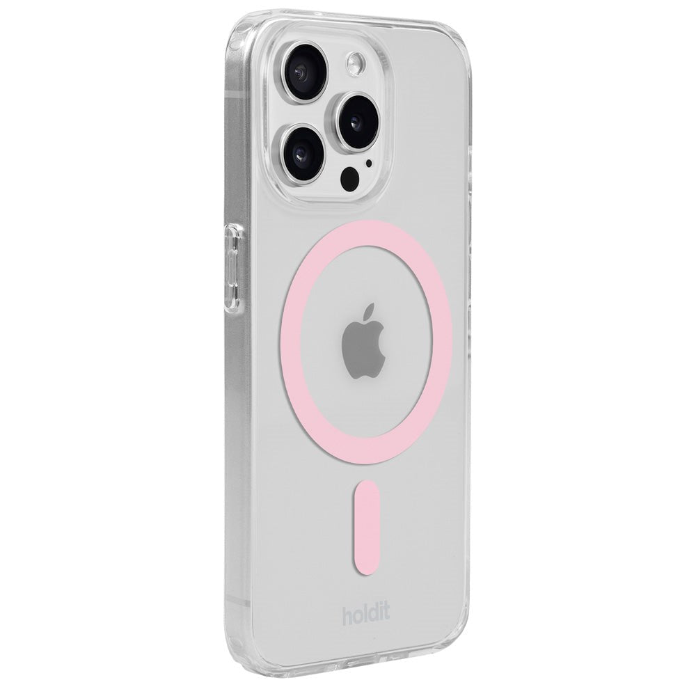 Holdit iPhone 15 Pro MagSafe Deksel - Transparent / Pink