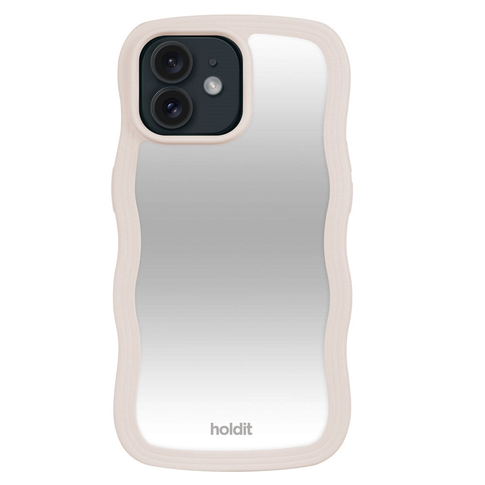 Holdit iPhone 12 / 12 Pro Wavy Deksel - Light Beige / Mirror