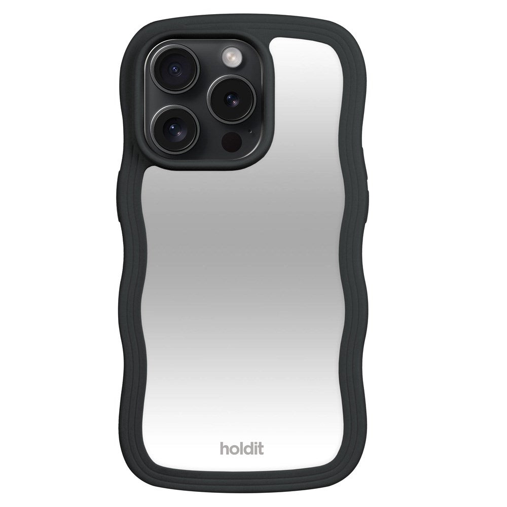 Holdit iPhone 14 Pro Wavy Deksel - Black / Mirror