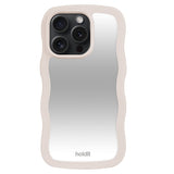 Holdit iPhone 14 Pro Wavy Deksel - Light Beige / Mirror