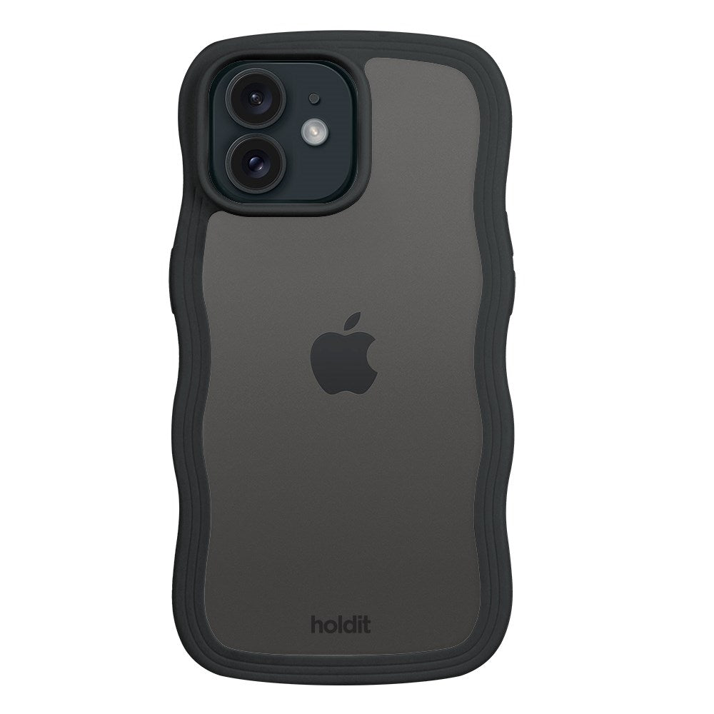 Holdit iPhone 12 / 12  Pro Wavy Deksel - Black / Transparent