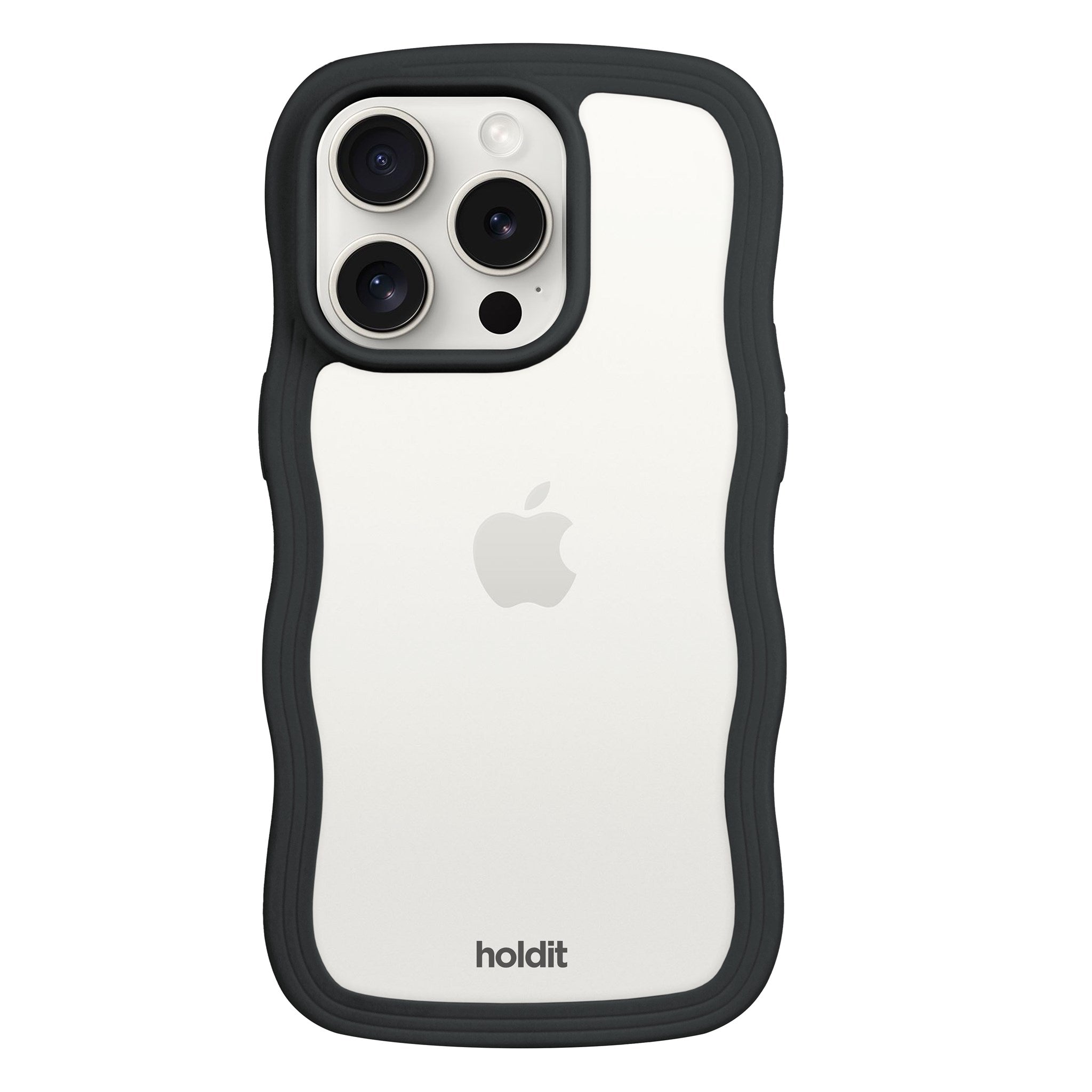 Holdit iPhone 14 Pro Wavy Deksel - Black / Transparent