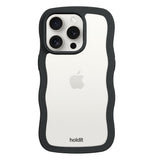 Holdit iPhone 15 Pro Wavy Deksel - Black / Transparent