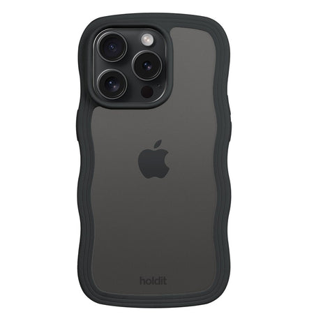 Holdit iPhone 14 Pro Wavy Deksel - Black / Transparent