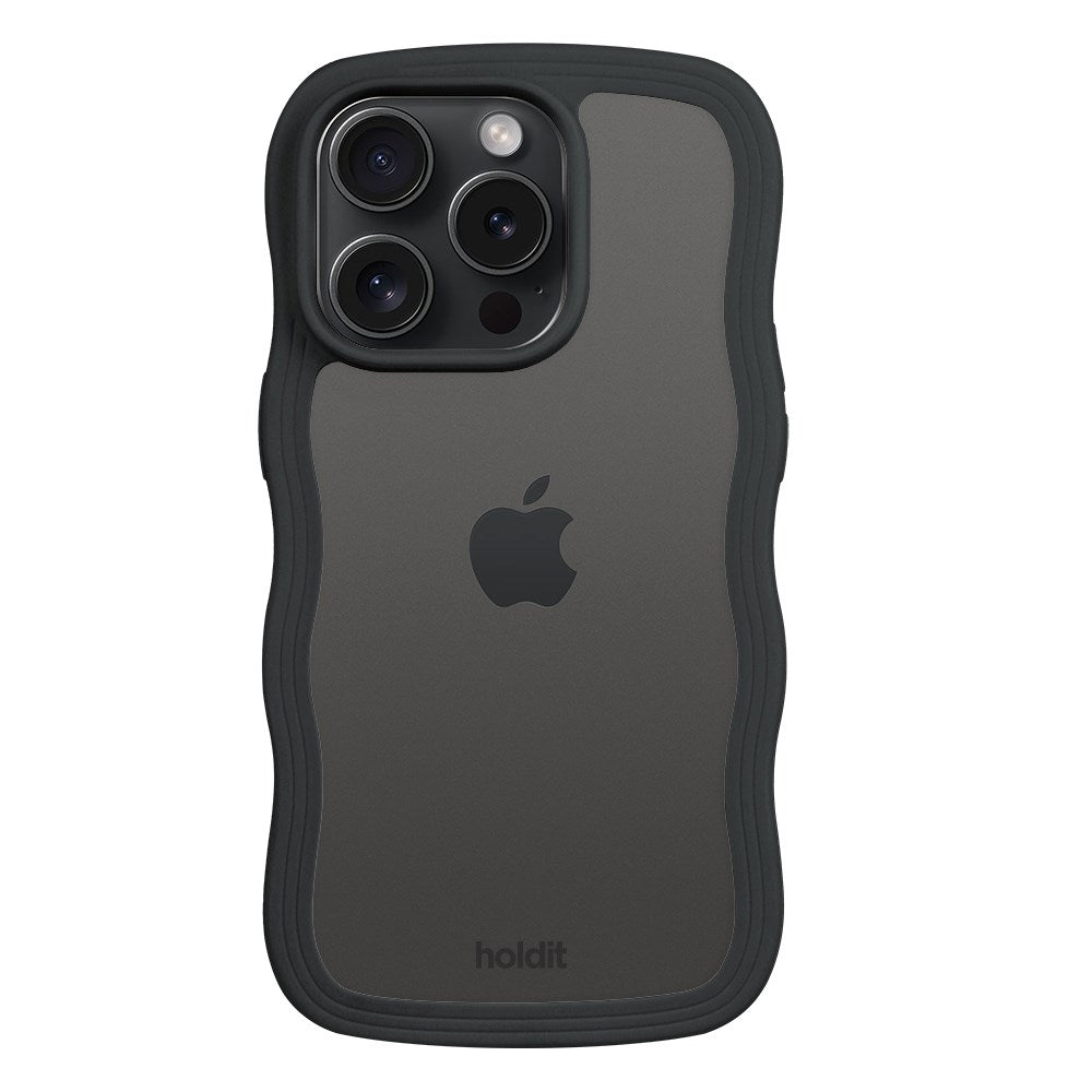 Holdit iPhone 14 Pro Max Wavy Deksel - Black / Transparent