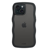 Holdit iPhone 15 / 14 / 13 Wavy Deksel - Black / Transparent