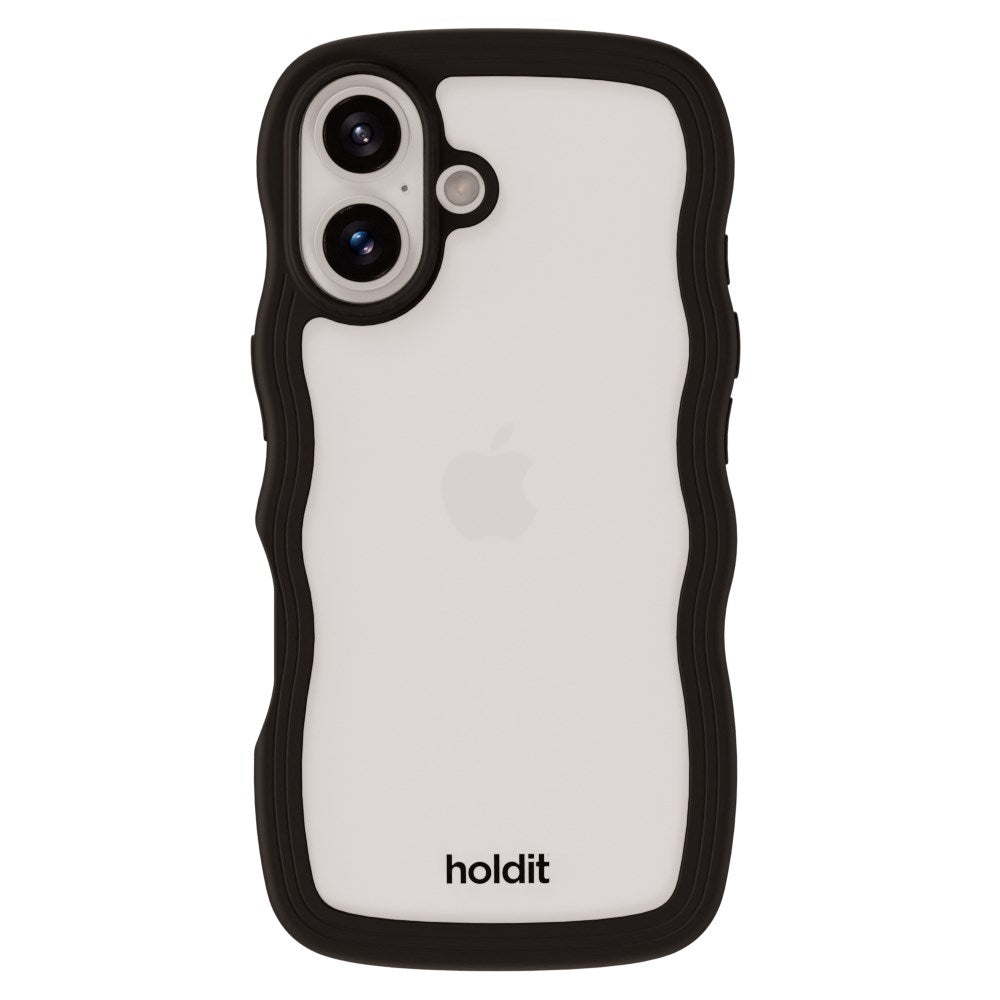 Holdit iPhone 16 Wavy Deksel - Svart / Transparent