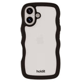 Holdit iPhone 16 Wavy Deksel - Svart / Transparent