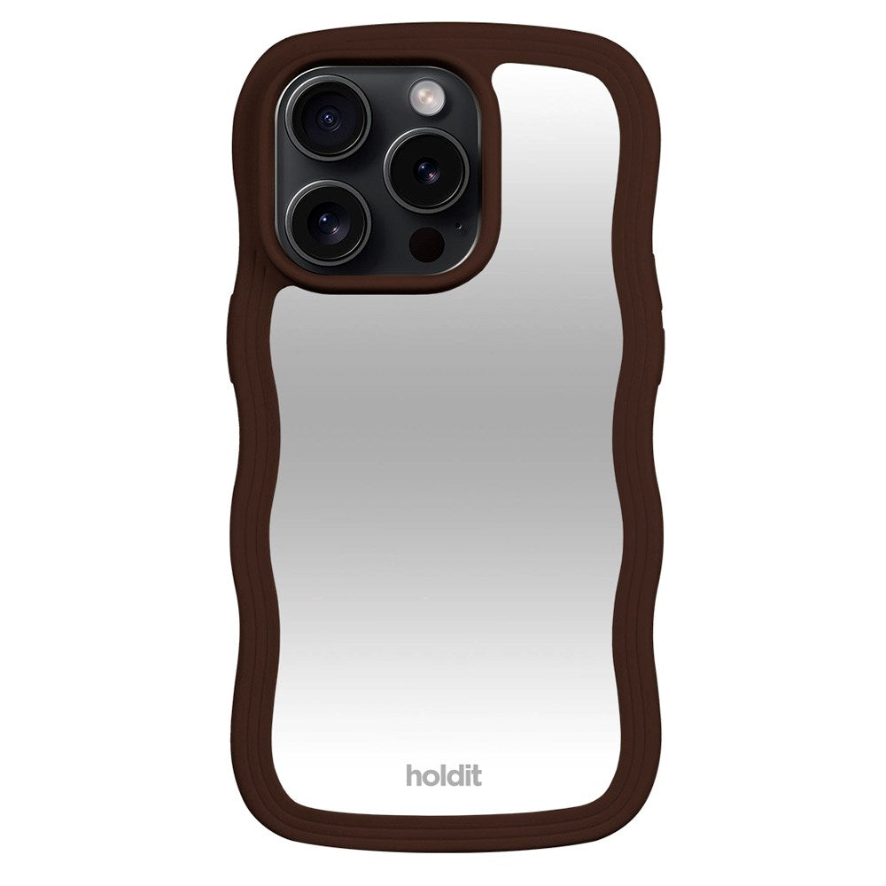 Holdit iPhone 14 Pro Wavy Deksel - Chocolate / Mirror