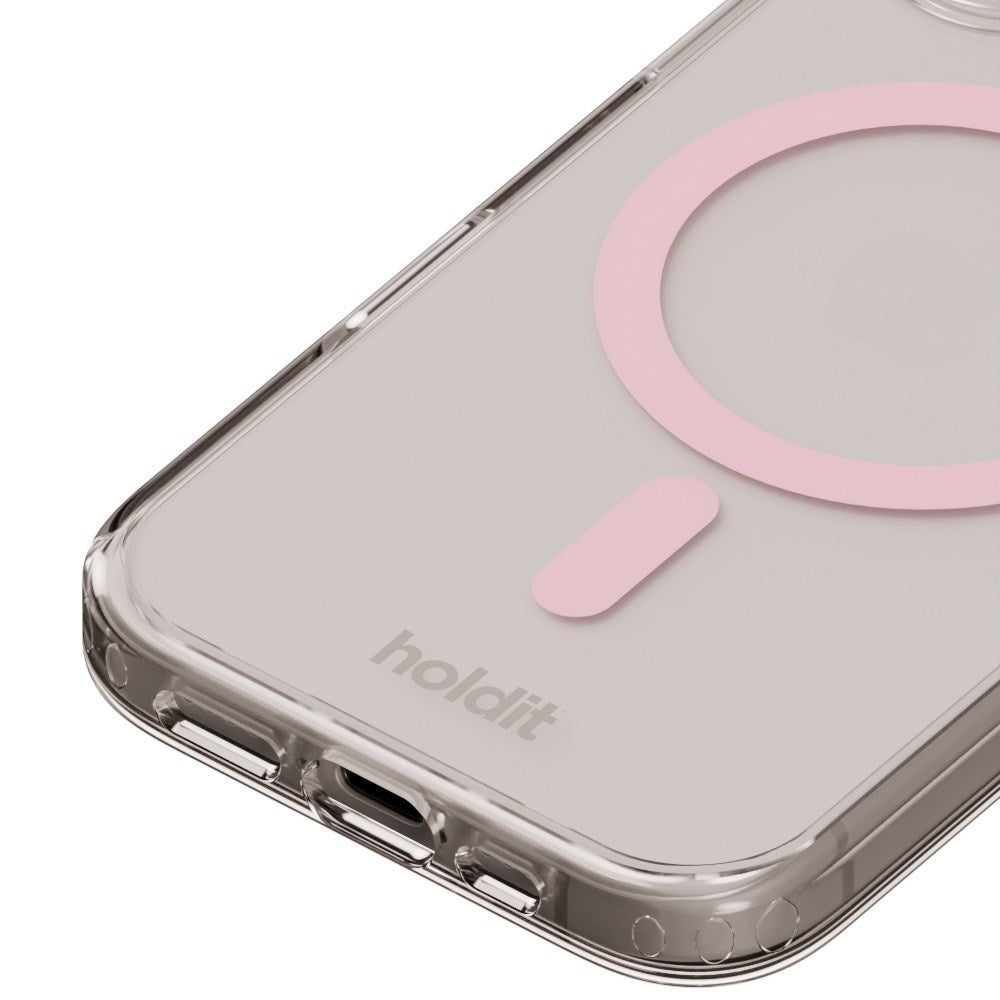 Holdit iPhone 16 MagSafe Deksel - Transparent / Pink