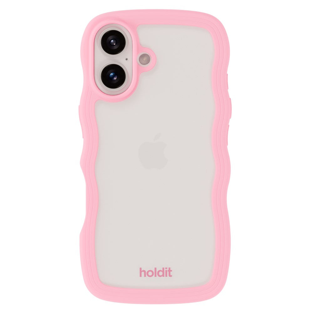 Holdit iPhone 16 Wavy Deksel - Pink  / Transparent