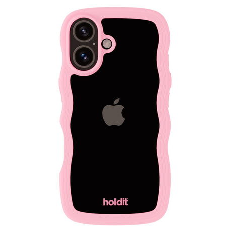 Holdit iPhone 16 Wavy Deksel - Pink  / Transparent