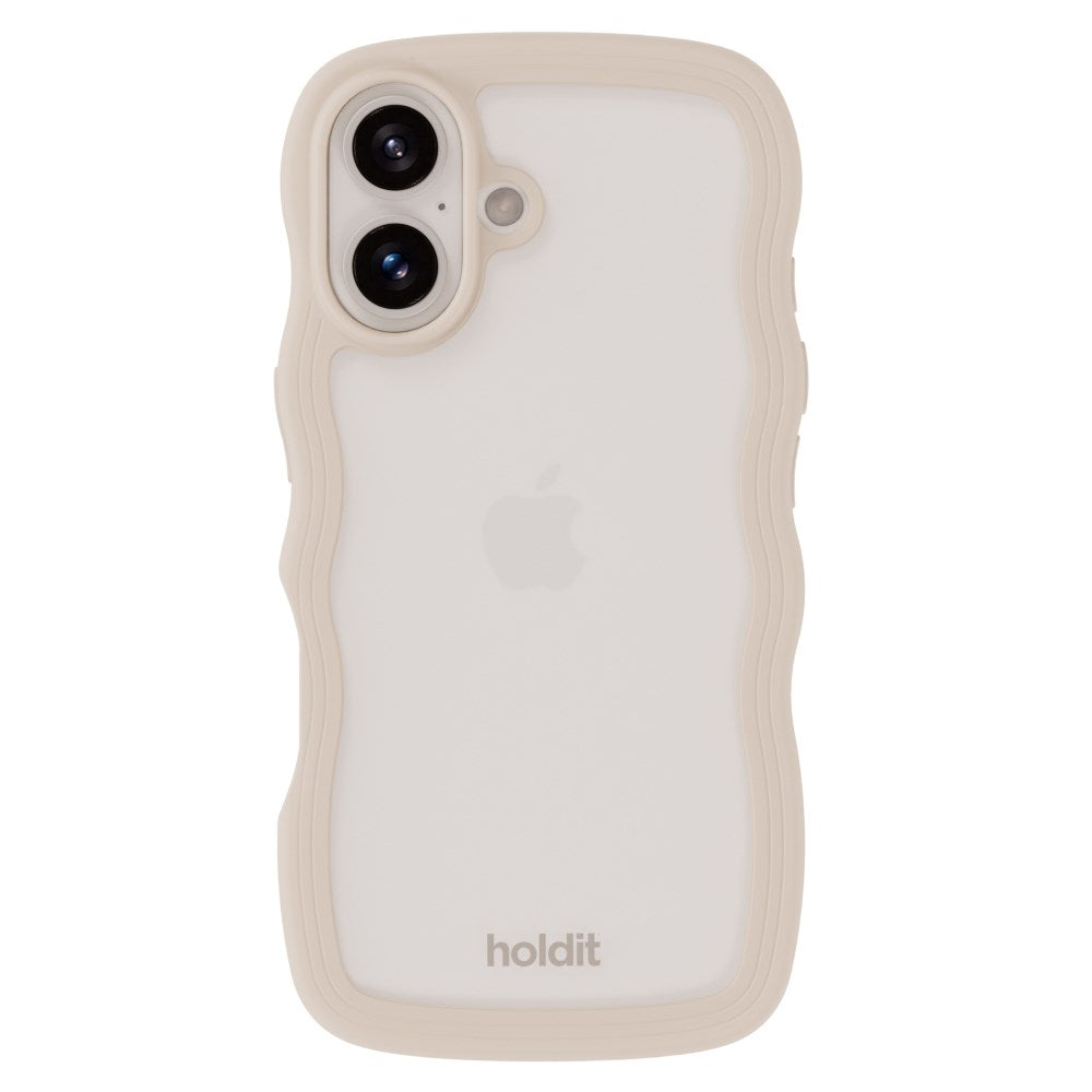 Holdit iPhone 16 Wavy Deksel - Beige / Transparent