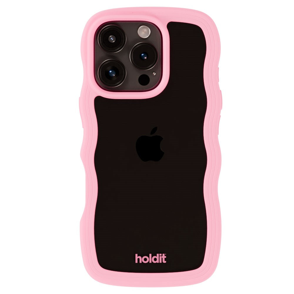 Holdit iPhone 16 Pro Wavy Deksel - Pink / Transparent