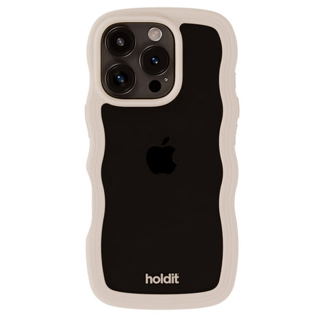 Holdit iPhone 16 Pro Wavy Deksel - Light Beige / Transparent