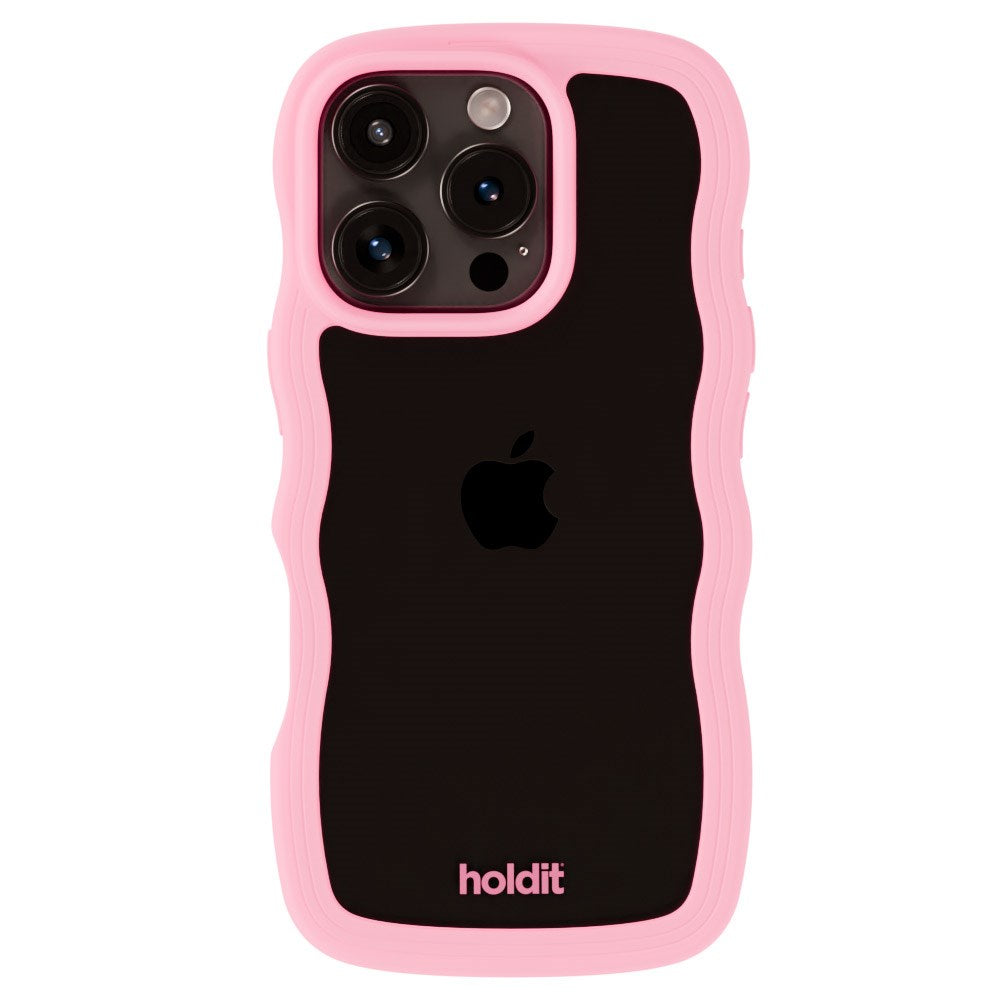 Holdit iPhone 16 Pro Max Wavy Deksel - Pink / Transparent