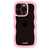 Holdit iPhone 16 Pro Max Wavy Deksel - Pink / Transparent