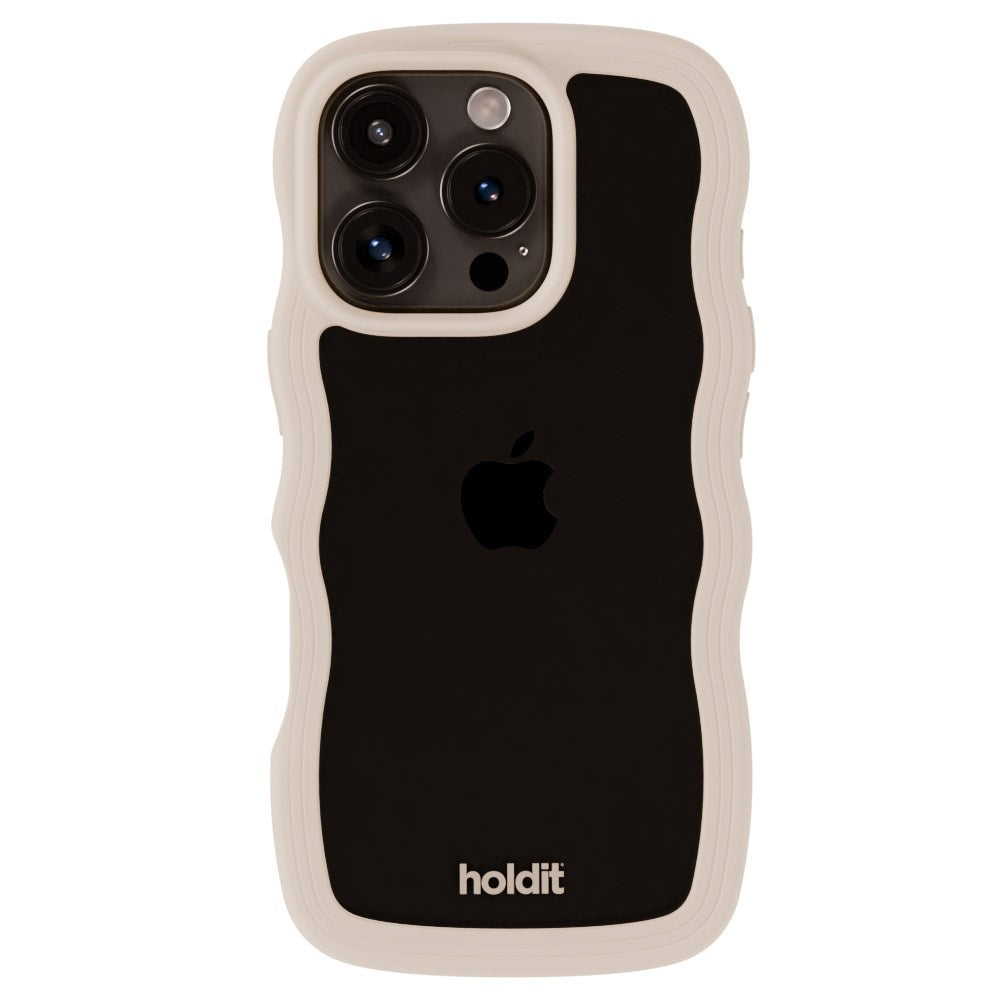 Holdit iPhone 16 Pro Max Wavy Deksel - Beige / Transparent