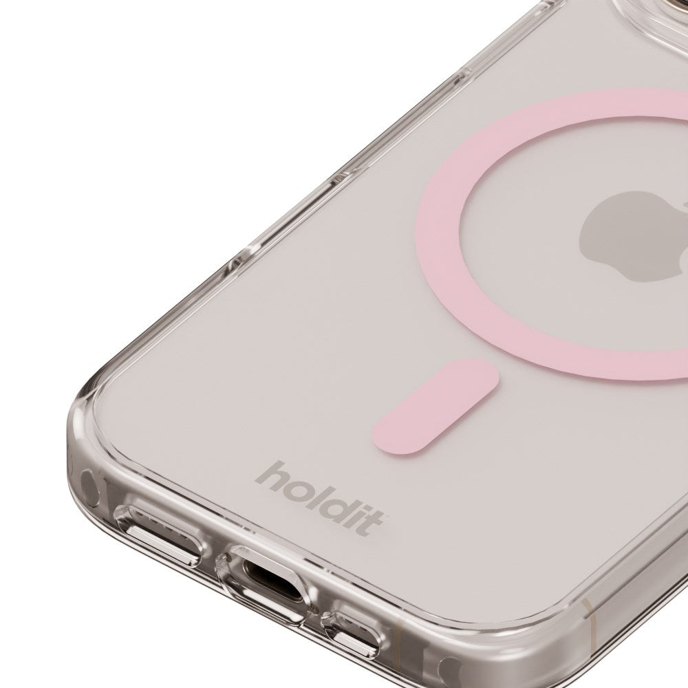 Holdit iPhone 16 Pro MagSafe Deksel - Transparent / Pink