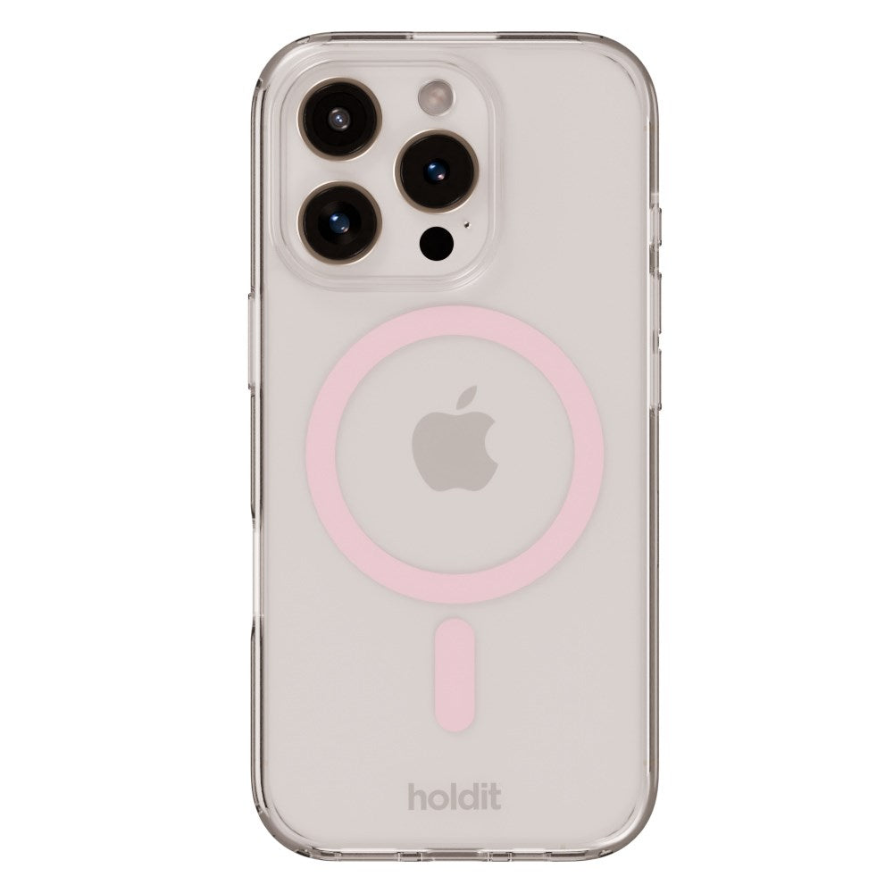 Holdit iPhone 16 Pro Max MagSafe Deksel - Transparent / Pink