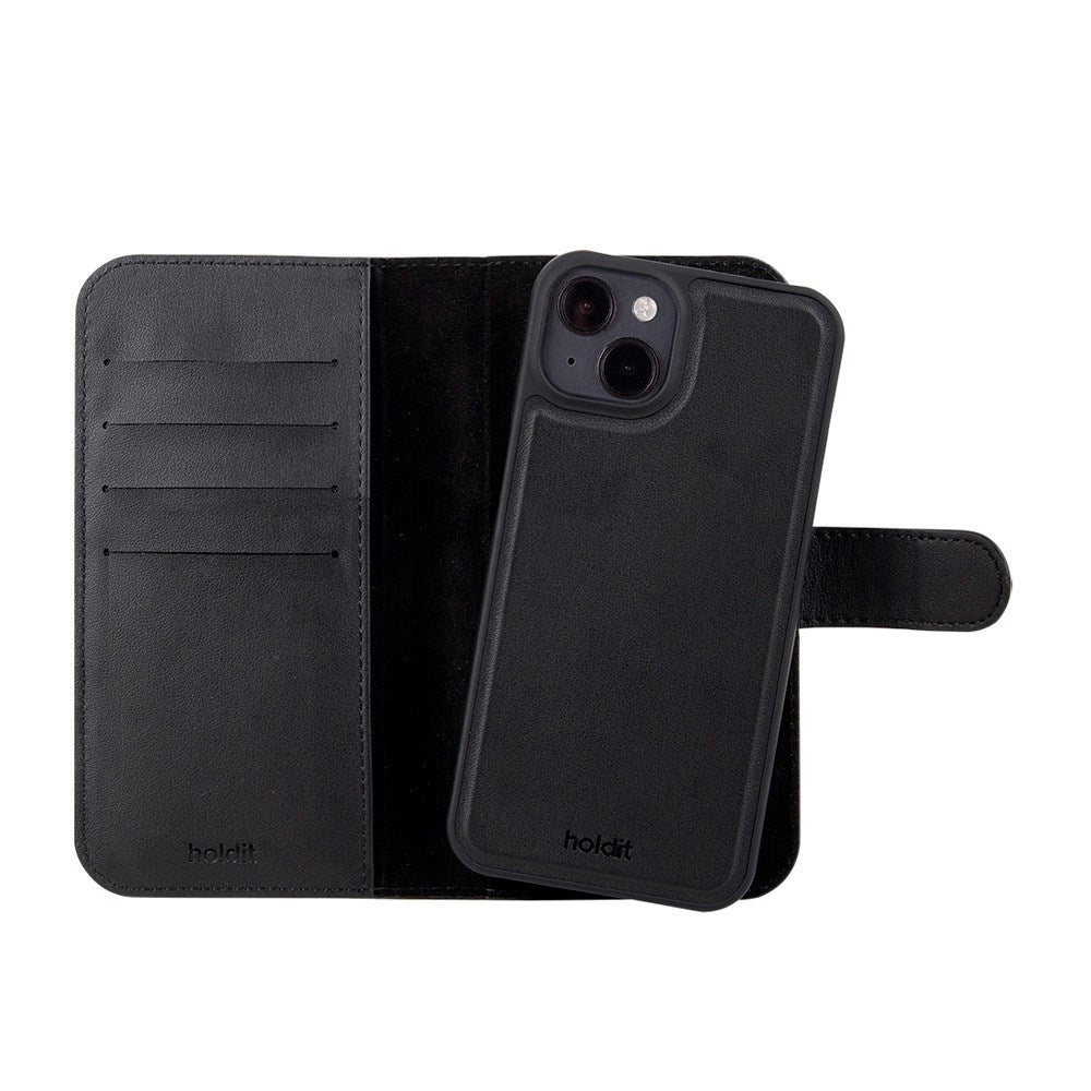 Holdit iPhone 14 / 13 Wallet Case MagSafe Plus - Flip Deksel - MagSafe Kompatibel - Black