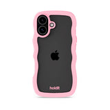 Holdit iPhone 17 Wavy Deksel - Pink / Transparent