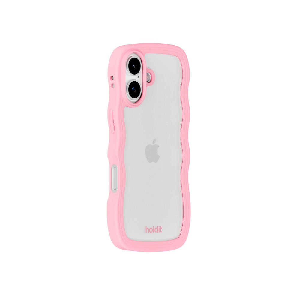 Holdit iPhone 17 Wavy Deksel - Pink / Transparent