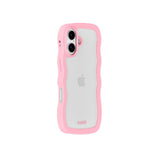 Holdit iPhone 17 Wavy Deksel - Pink / Transparent