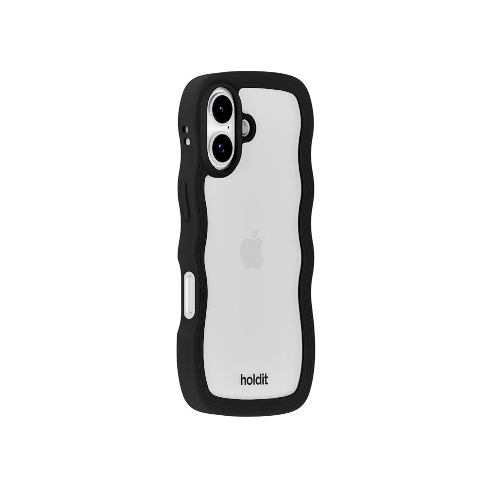 Holdit iPhone 17 Wavy Deksel - Black / Transparent