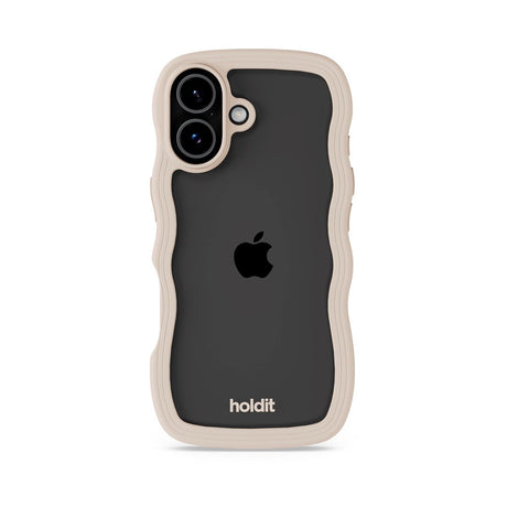 Holdit iPhone 17 Wavy Deksel - Light Beige / Transparent