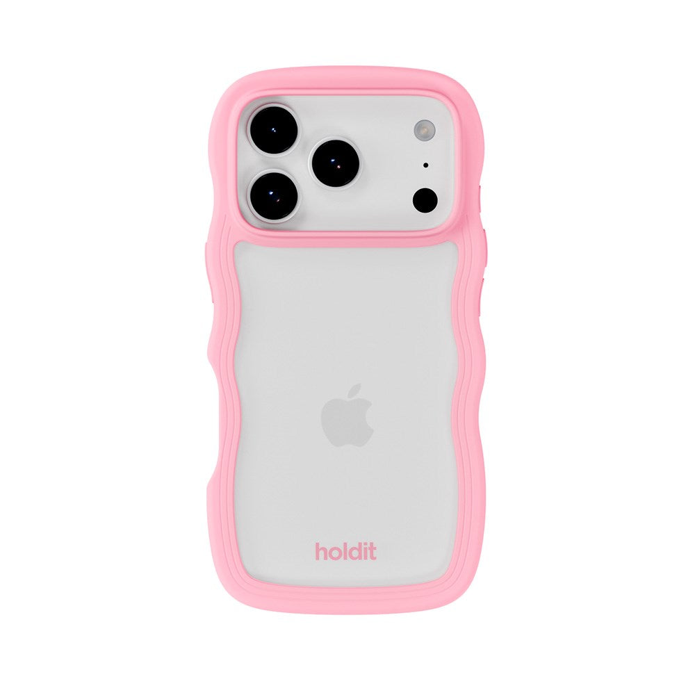Holdit iPhone 17 Pro Wavy Deksel - Pink / Transparent