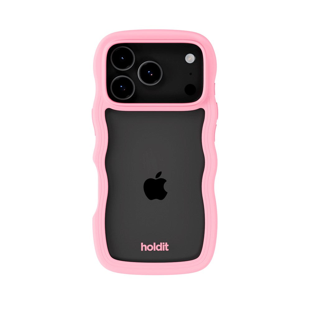 Holdit iPhone 17 Pro Wavy Deksel - Pink / Transparent
