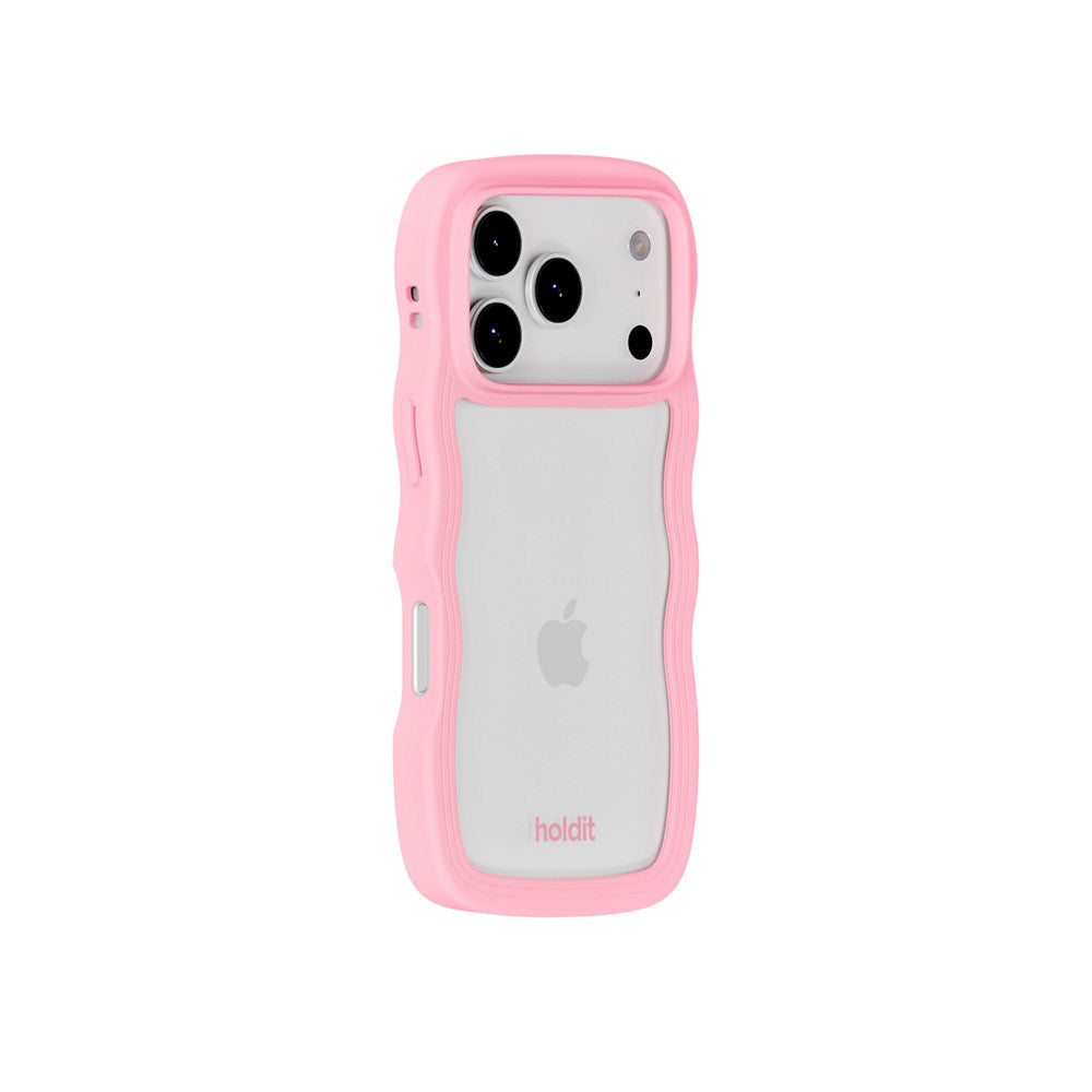 Holdit iPhone 17 Pro Wavy Deksel - Pink / Transparent