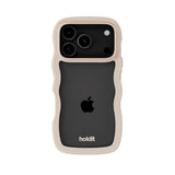 Holdit iPhone 17 Pro Wavy Deksel - Light Beige / Transparent