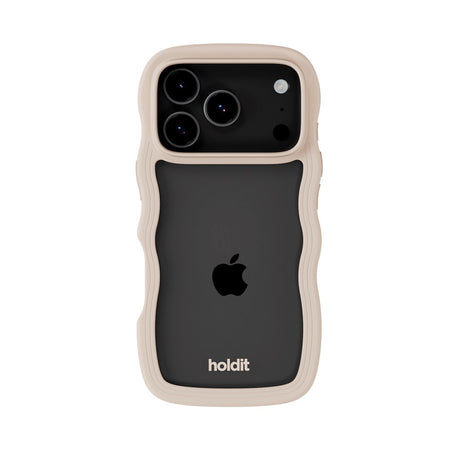 Holdit iPhone 17 Pro Wavy Deksel - Light Beige / Transparent
